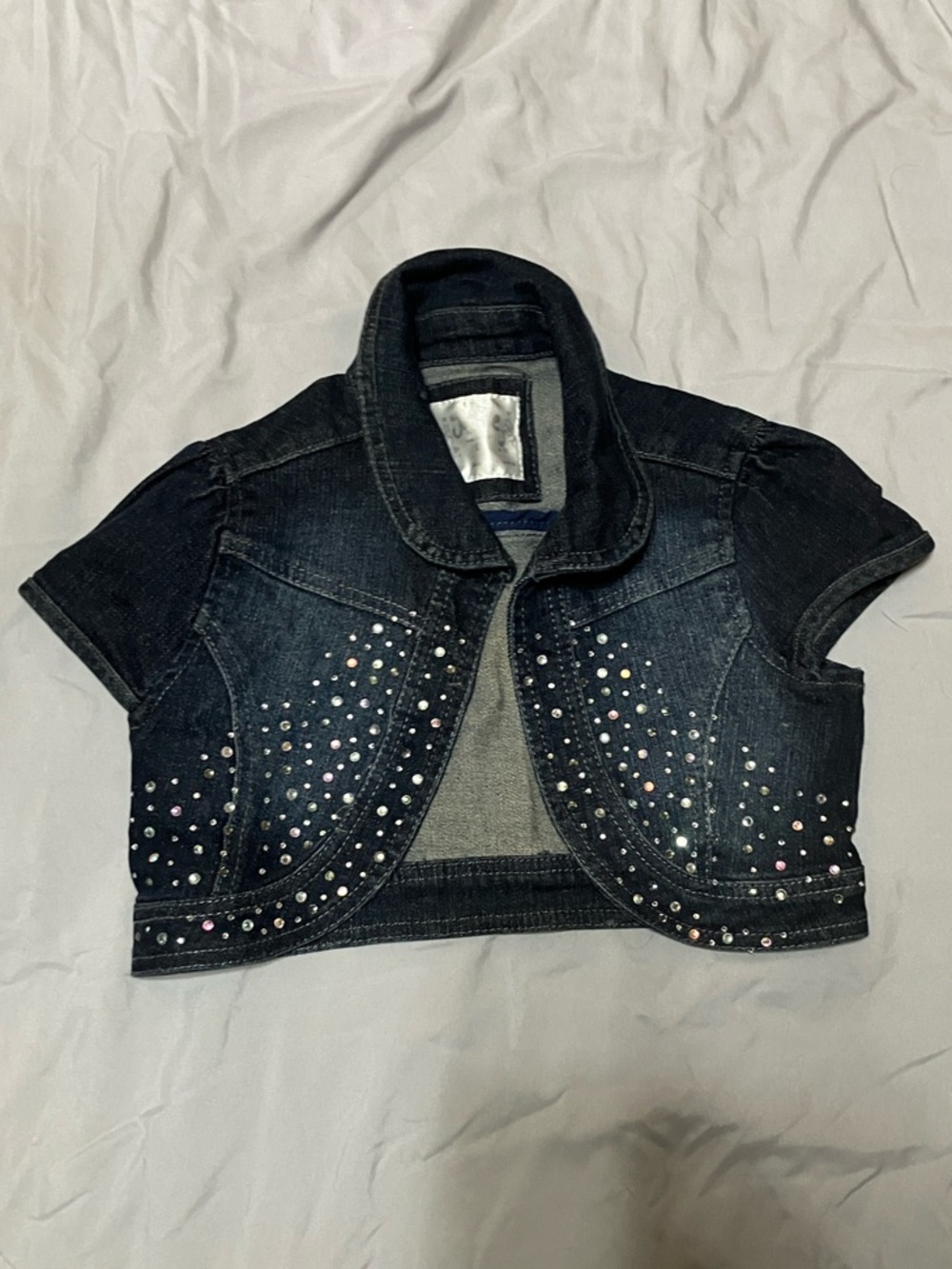 Justice Black Studded Cropped Jean Jacket